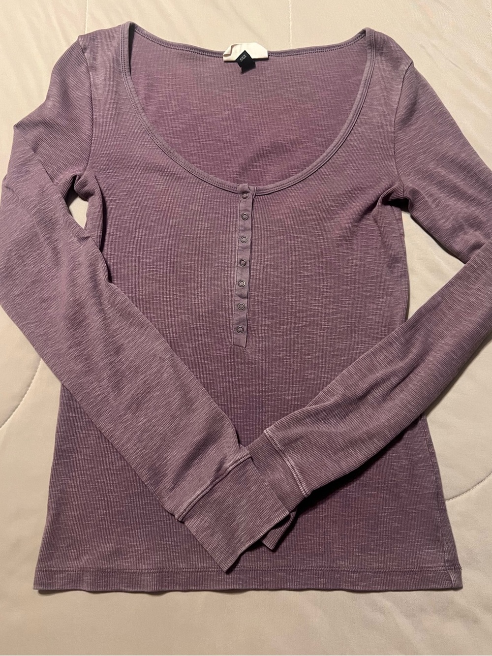 Universal Thread Soft Purple Scoop Neck Henley Long Sleeve Top